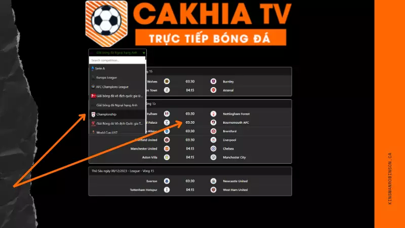 Hướng dẫn cách xem lịch thi đấu bóng đá tại Cakhia